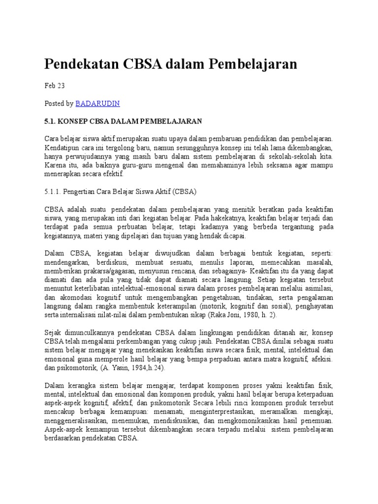 Pendekatan Cbsa Dalam Pdf