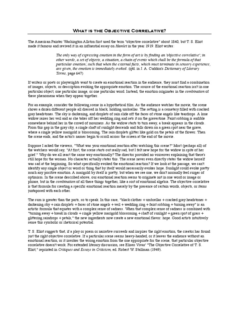 Objective Correlative T. S. Eliot