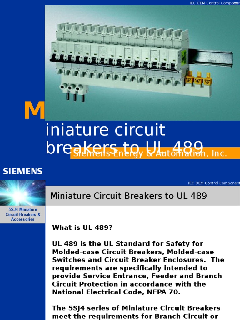 5sj4 Ul489 Overview September09 | PDF | Switch | Electrical Connector