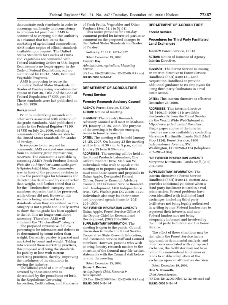 Notice Meetings Land Acquisition Handbook; third party facilitated