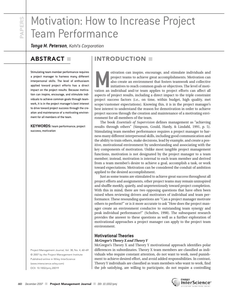 Motivation in Project  Motivation  SelfImprovement