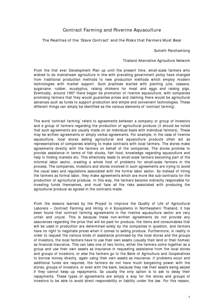 Slave Contracts in Riverine Aquaculture | PDF | Aquaculture | Agriculture