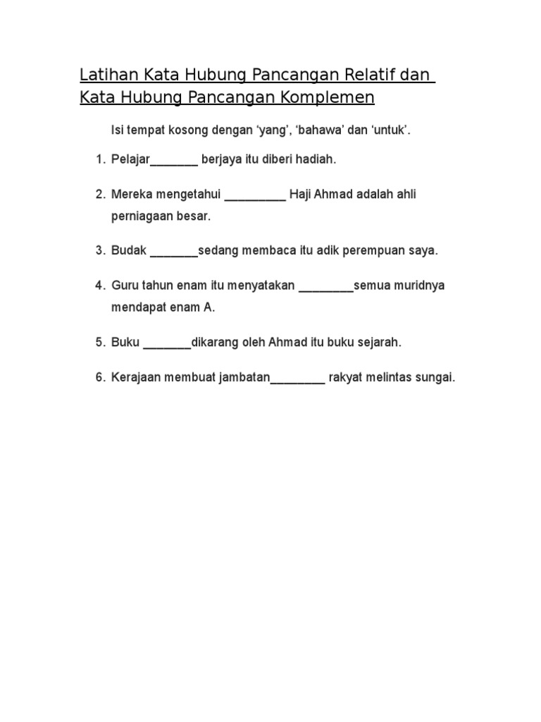 Latihan Kata Hubung Pancangan Pdf