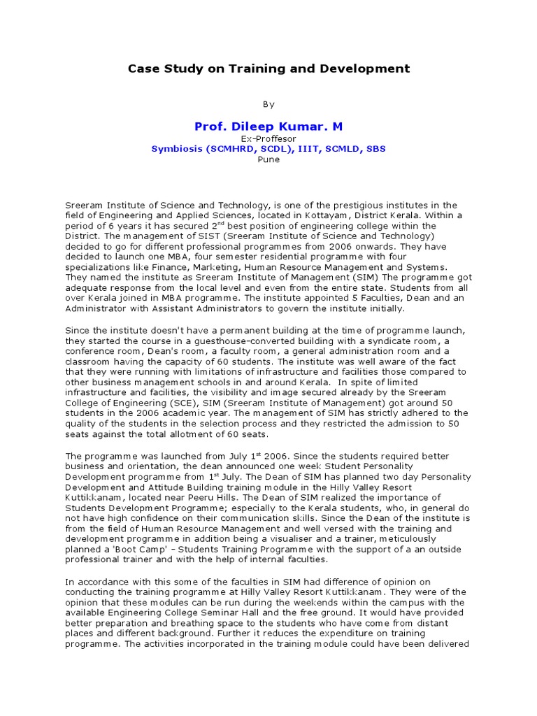 Case Study On Training and Development PDF Leadership Motivation