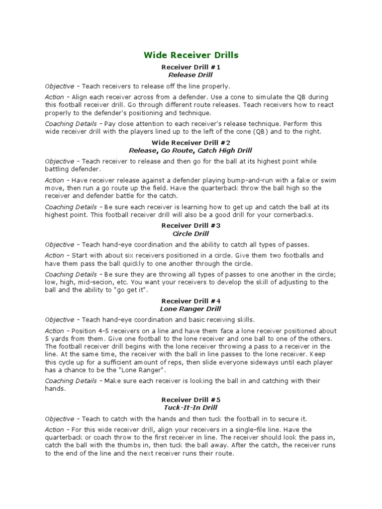 Effective Wide Receiver Drills Guide | PDF | Sports & Recreation