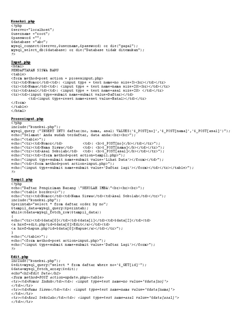 Source Code Sistem Informasi Sederhana Dengan PHP Dan MySQL | PDF ...