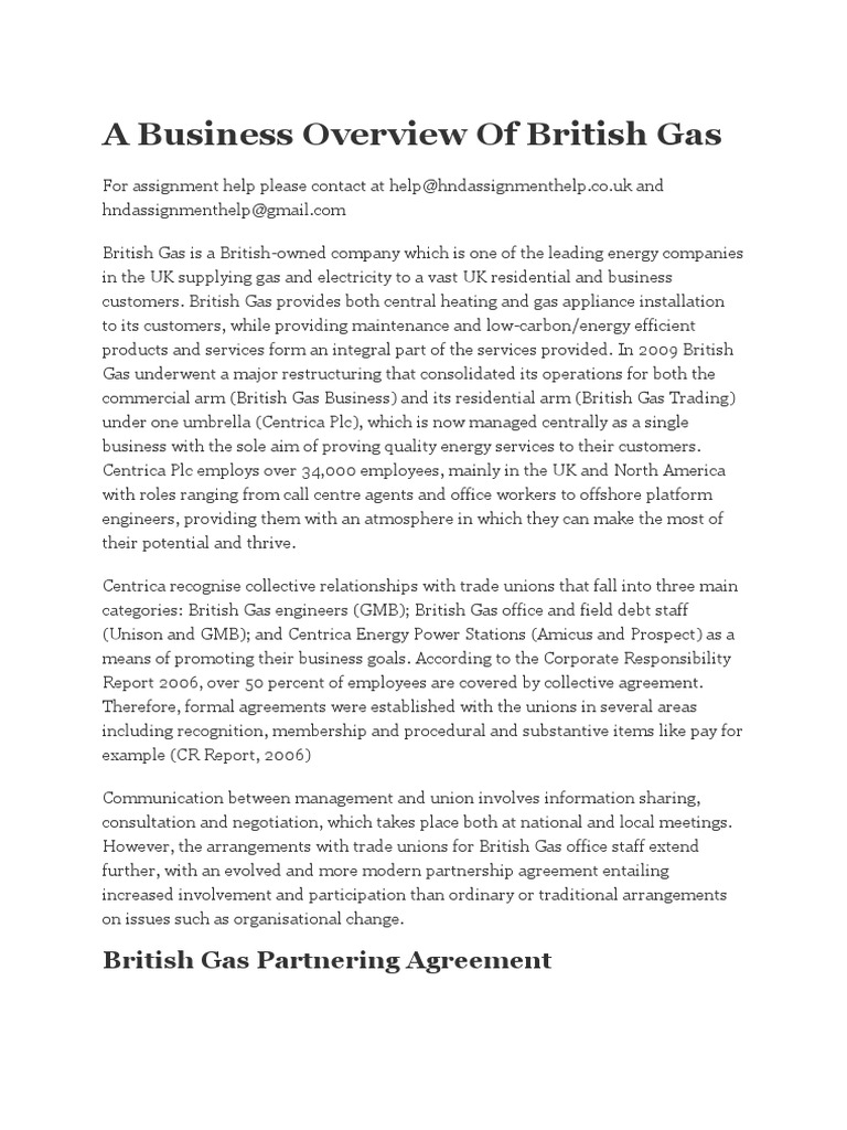 A Business Overview of British Gas PDF Layoff Employment