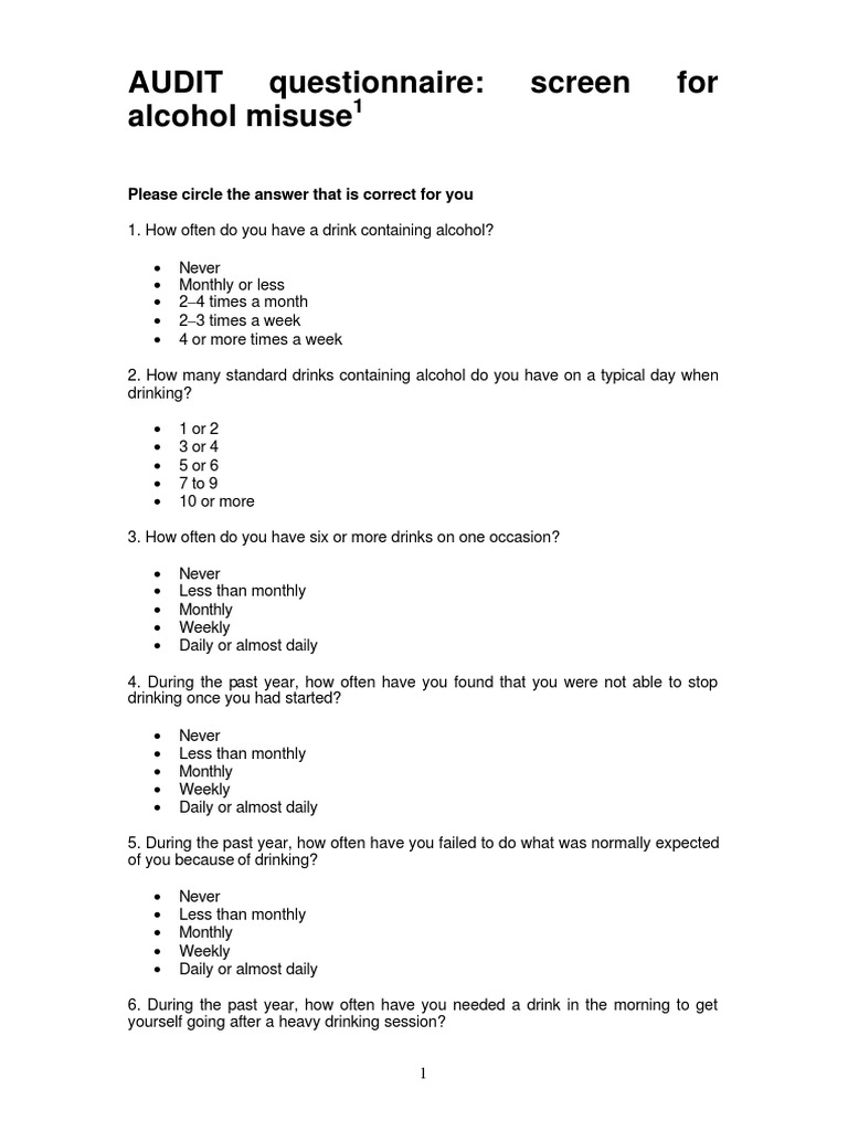 Alcohol Screening Questionnaire PDF