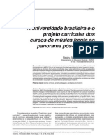 A Universidade Brasileira e o Projeto Curricular Nos Cursos de Musica Na Universidade Pós Moderna