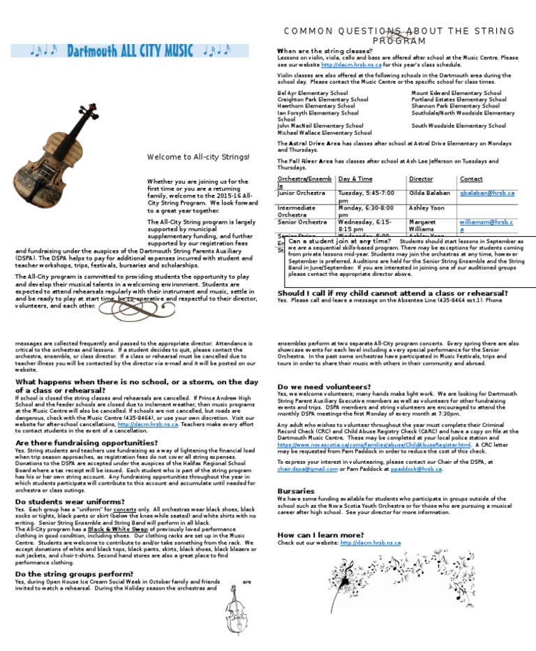 All-City Strings Program Overview 2015-16 | PDF | Orchestras ...