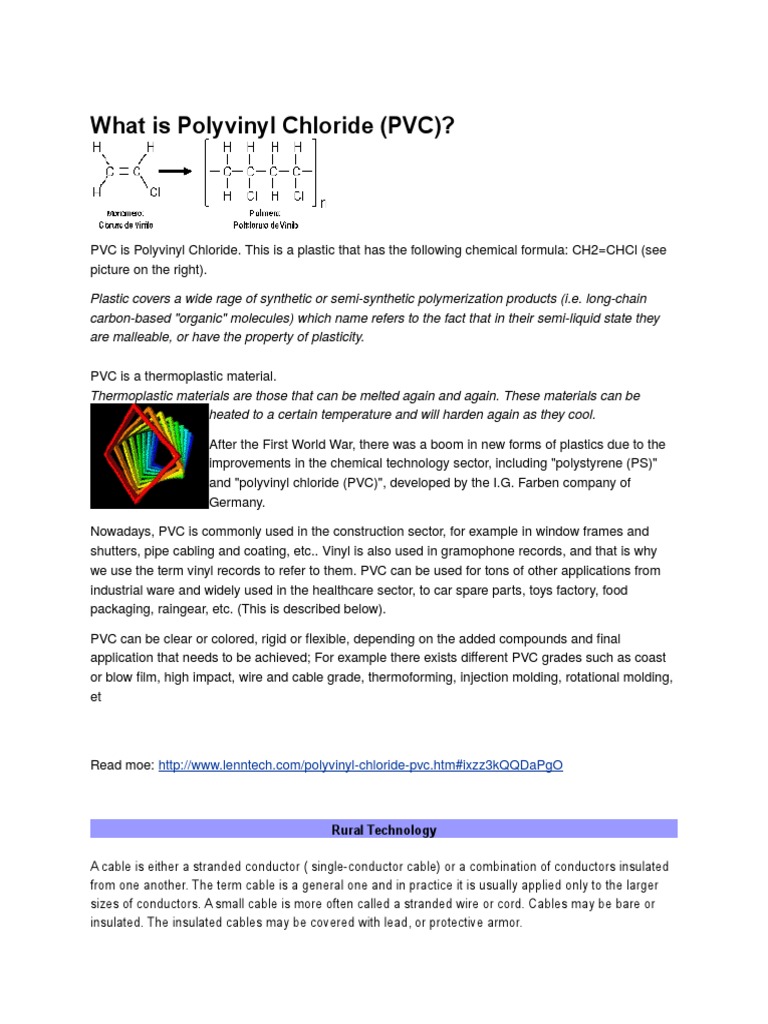What Is Polyvinyl Chloride PDF Insulator (Electricity) Electrical