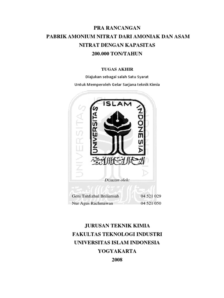 Skripsi Teknik Kimia Uii Ide Judul Skripsi Universitas