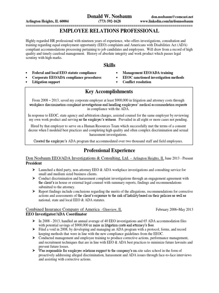 Employee Relations EEO Specialist Investigator in Chicago