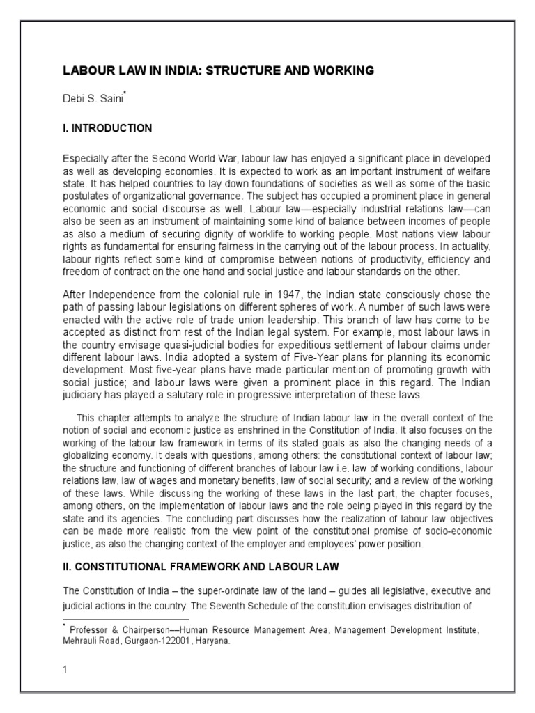 Labour Law in India: Structure and Working | PDF | Trade Union | Employment
