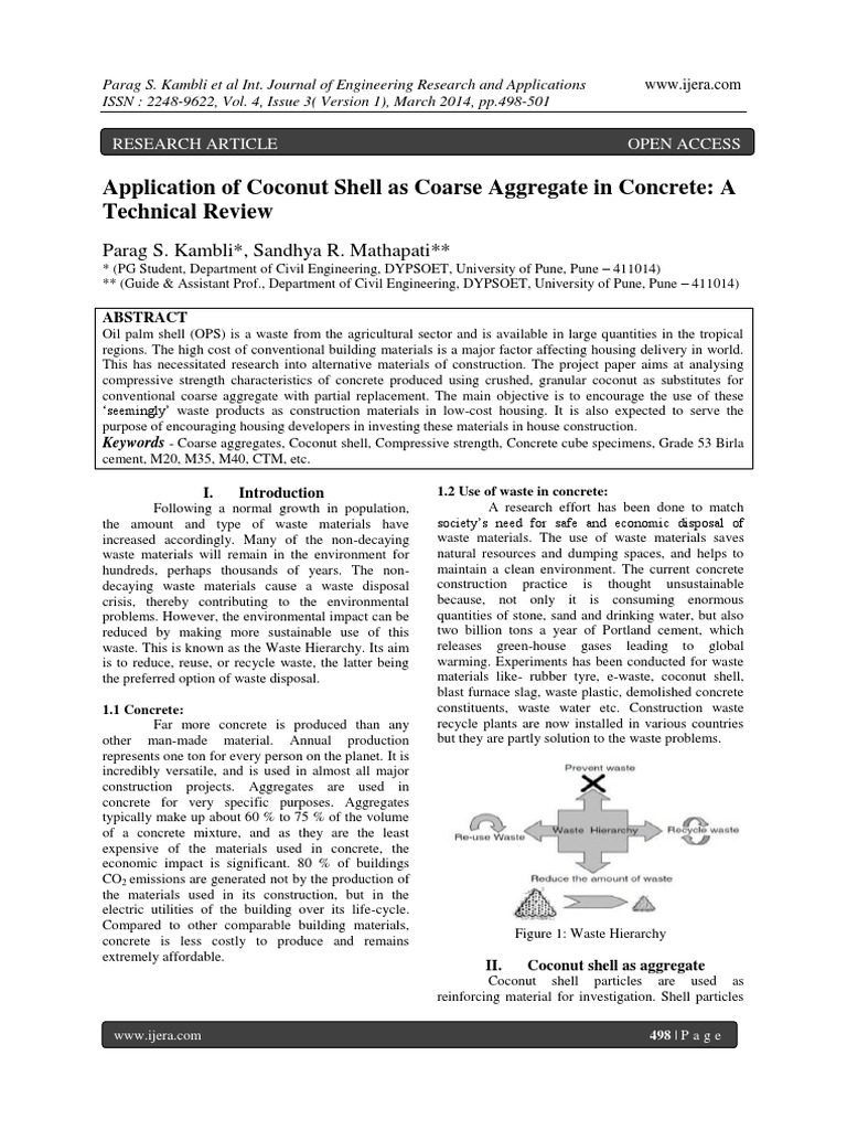 Coconut Shell as Coarse Aggregate in Concrete | PDF | Construction ...