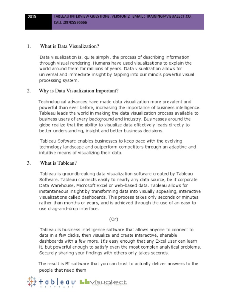 Essential Tableau Interview Questions | PDF | Database Index | Business ...
