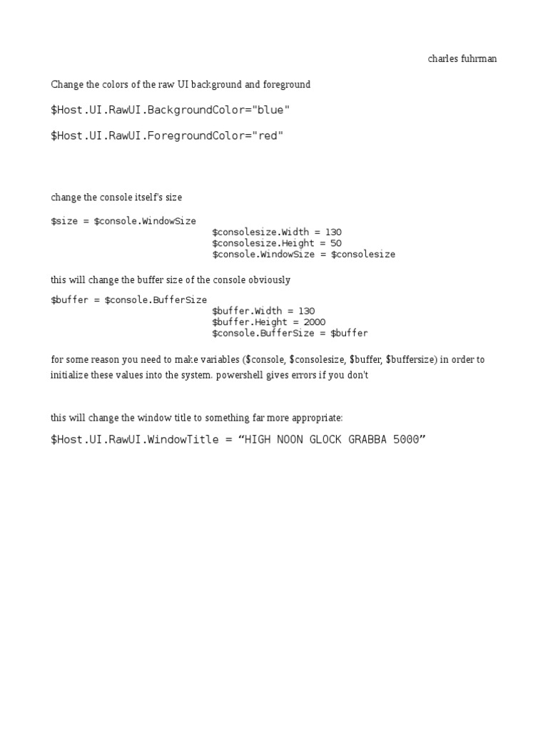 PowerShell Console Customization Guide | PDF