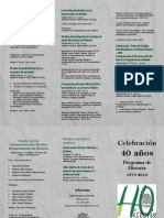 Plegable Programación 40 Años Programa de Historia UdeA