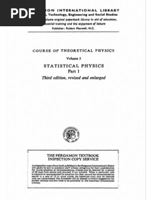 Course of Theoretical Physics Statistical Physics Third Edition
