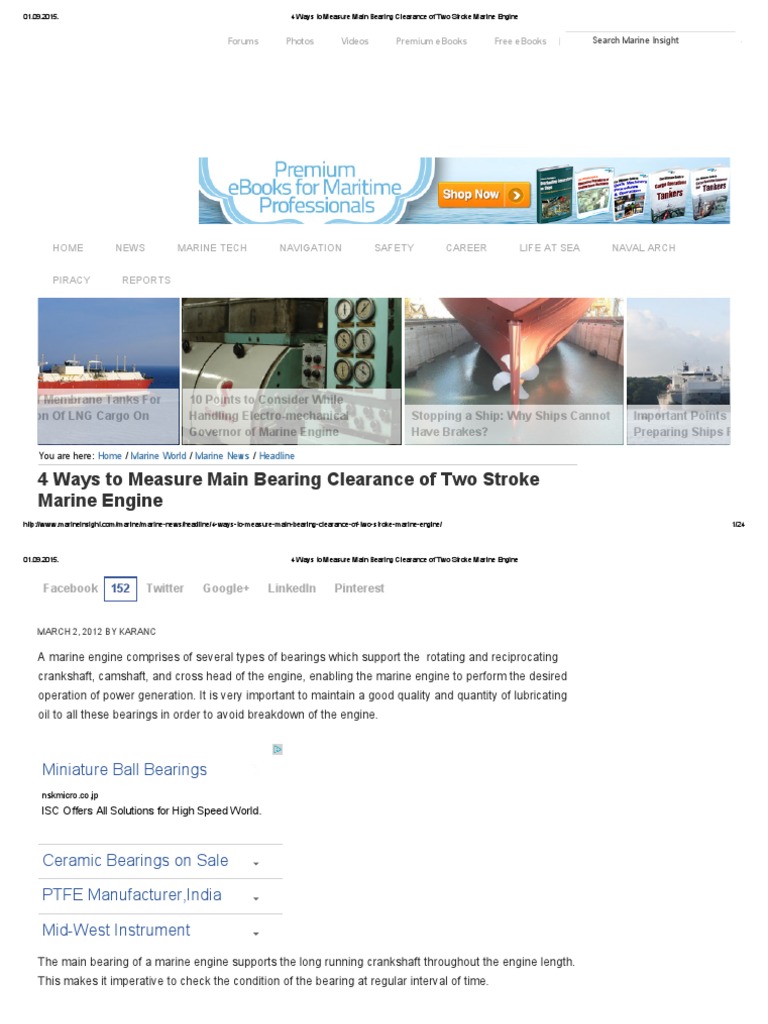 4 Ways To Measure Main Bearing Clearance of Two Stroke Marine Engine