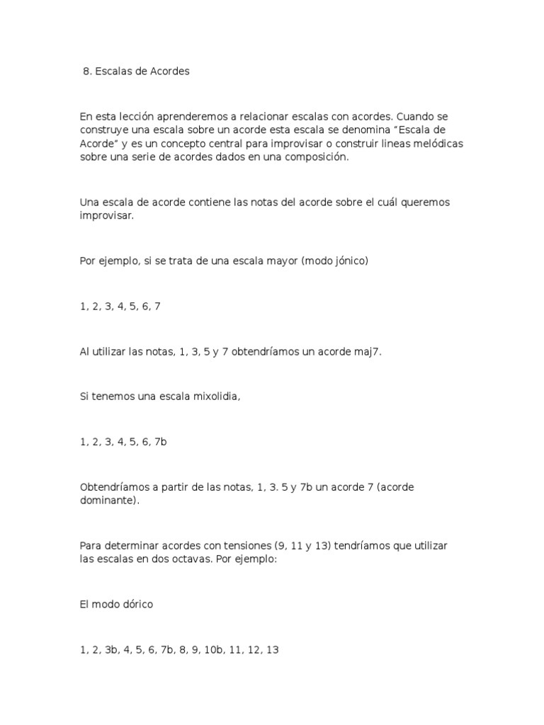Escalas de Acordes | PDF | Escala (música) | Acorde (Música)