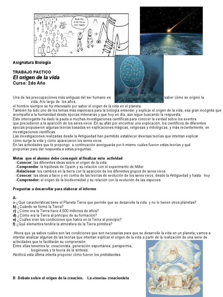 Teorías sobre el origen de la vida | PDF | Ciencias sociales | Filosofía