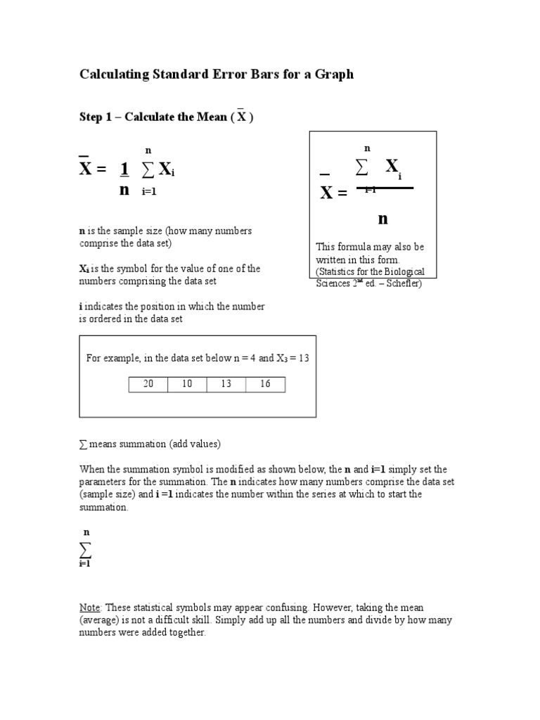 Calculating Standard Error Bars for a Graph | Standard Error | Errors ...