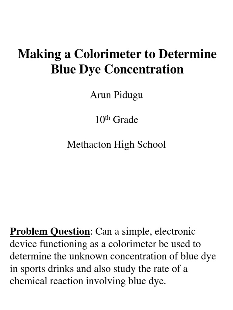 Determining Unknown Concentrations of Blue Dye Using a Homemade