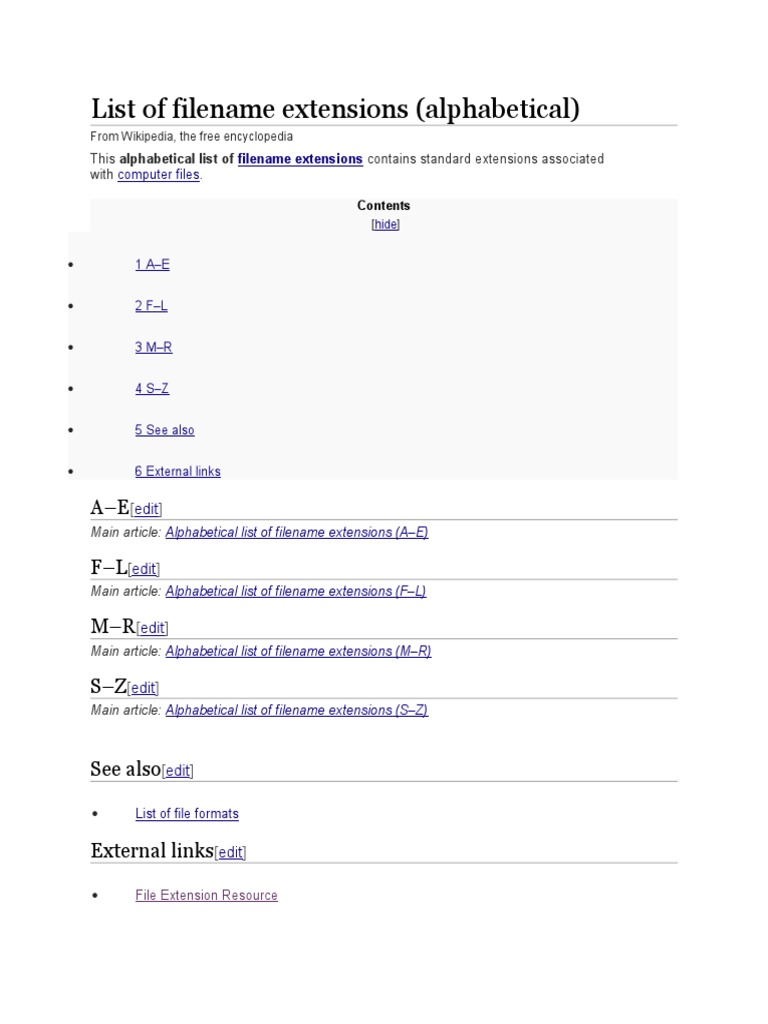 List Of Filename Extensions File Format Dos - 