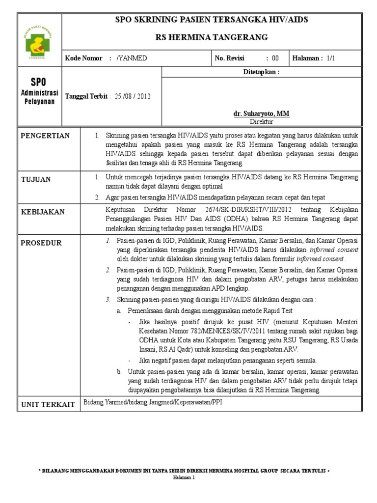 Skrining HIV/AIDS RS Hermina | PDF