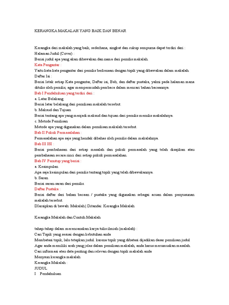 Kerangka Makalah