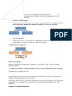 Argume NT Premises Conclusi On: Argument by Analogy Definition of Argument