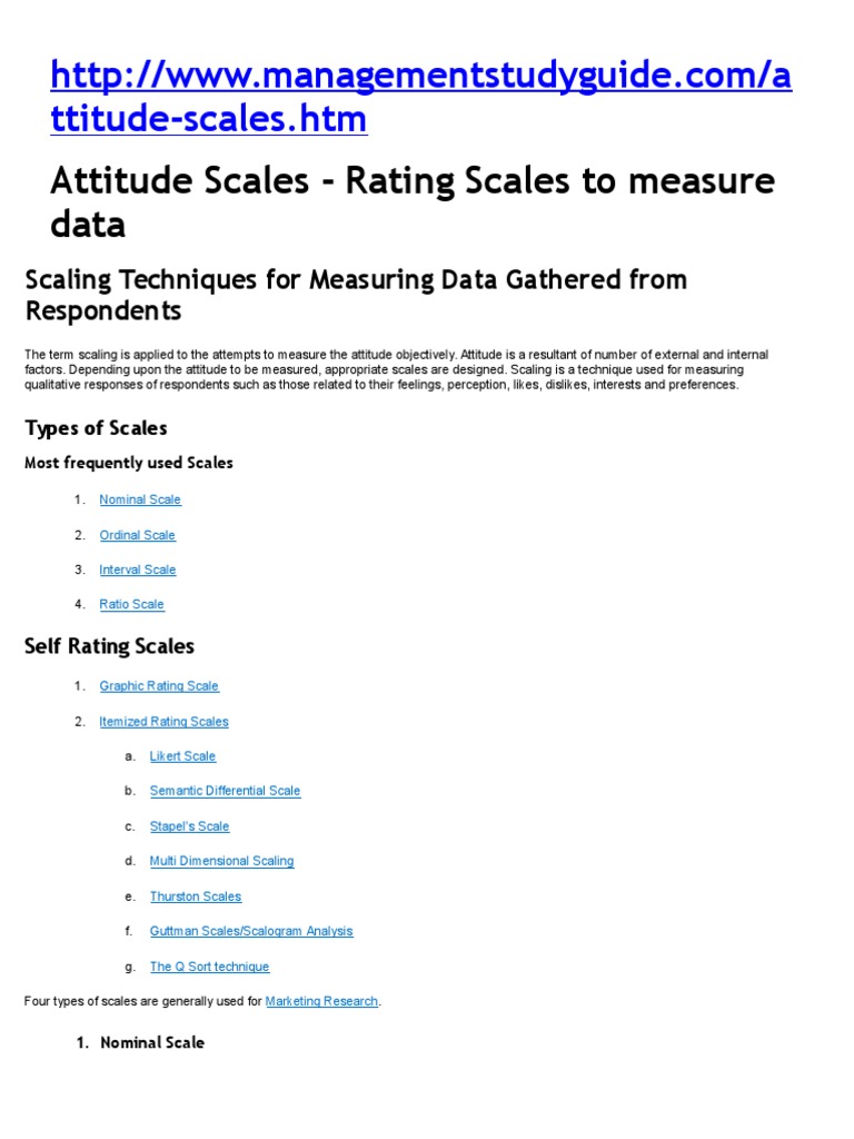 Attitude Scales Level Of Measurement Likert Scale
