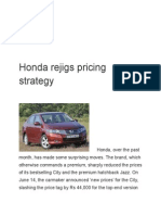 Honda Rejigs Pricing Strategy: Angelica Cabajar MKTG Mgt. 3-A