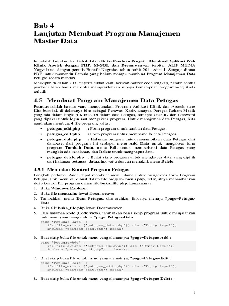 Program Manajemen Data Petugas Klinik | PDF | Karier & Perkembangan ...