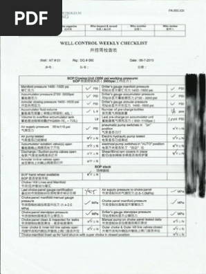 Well Control Inspection 06 July 2105