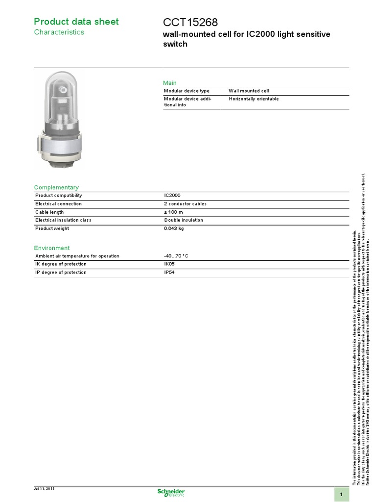 CCT15268 Wall-Mounted Light Sensor | PDF