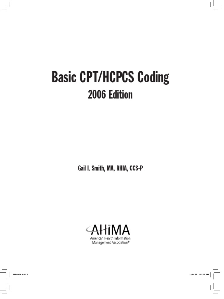 Basic Cpt/Hcpcs Coding International Statistical Classification Of