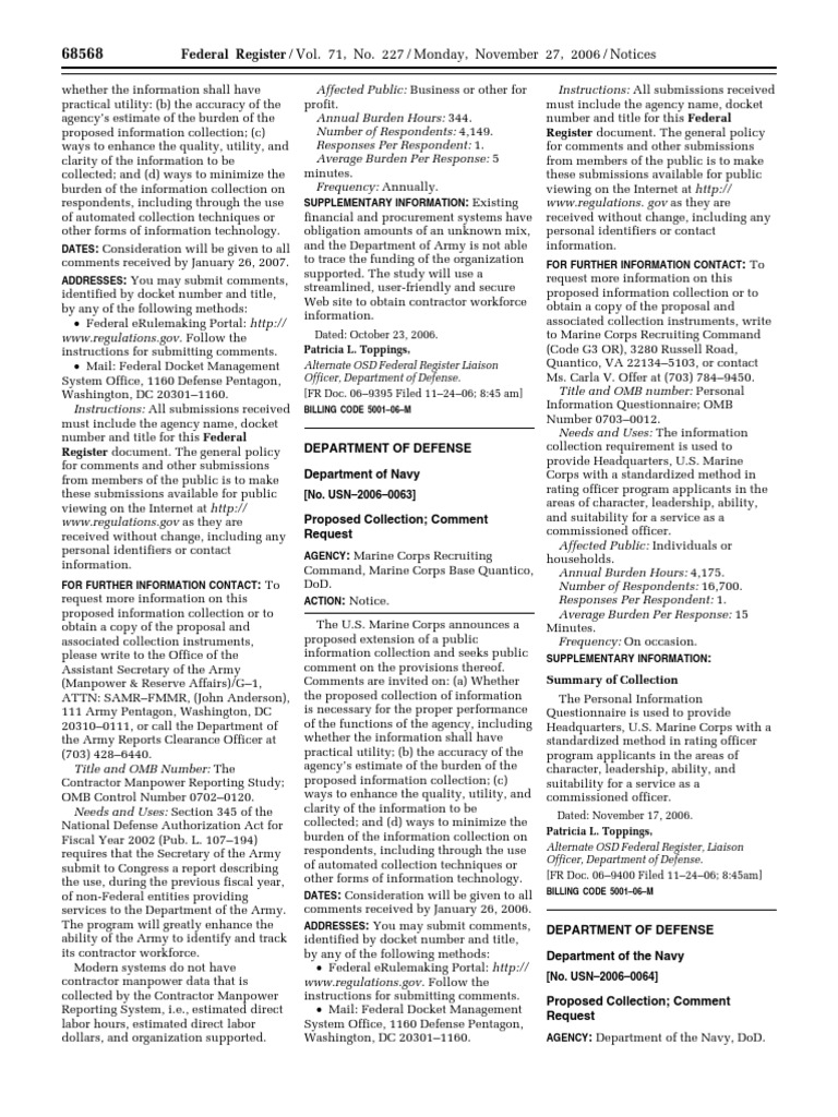 Notice: Agency Information Collection Activities Proposals, Submissions ...