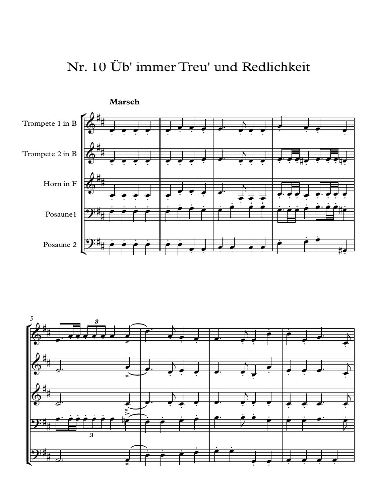 10_Üb' Immer Treu Und Redlichkeit_Bläser - Partitur Und Stimmen