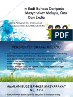 Pengertian Budi Bahasa Daripada Perspektif Masyarakat Melayu, Cina Dan India