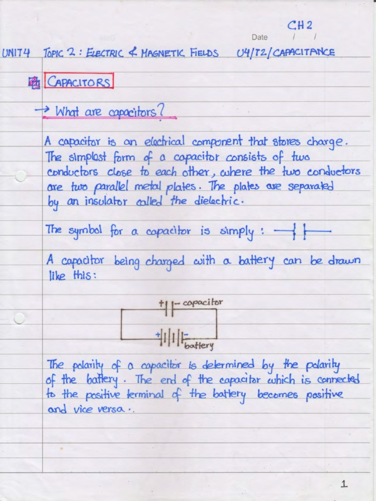 Unit 4 Physics Notes Capacitance Pdf