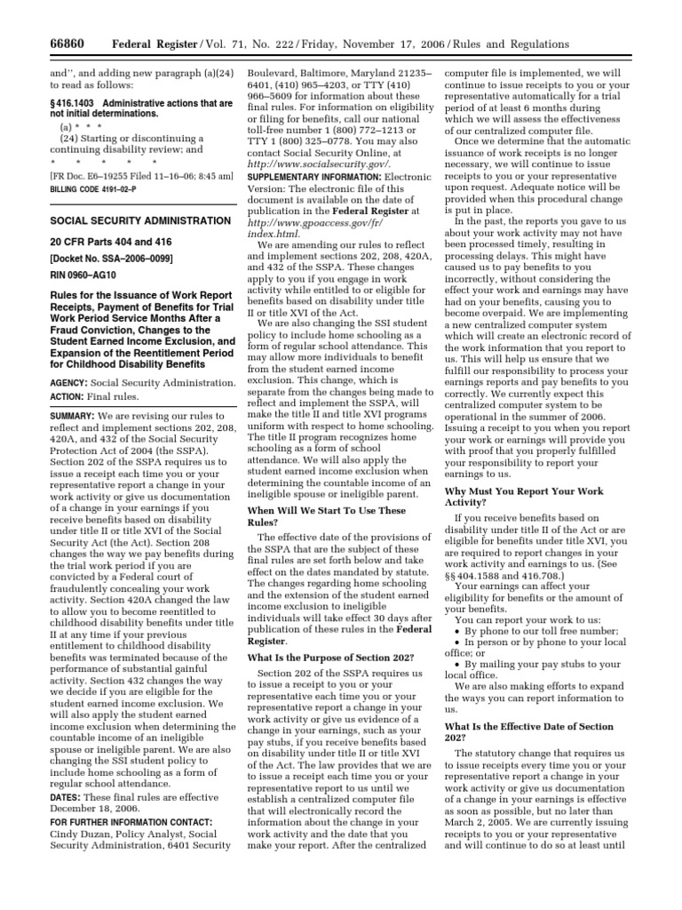 Rule Social security benefits and supplemental security