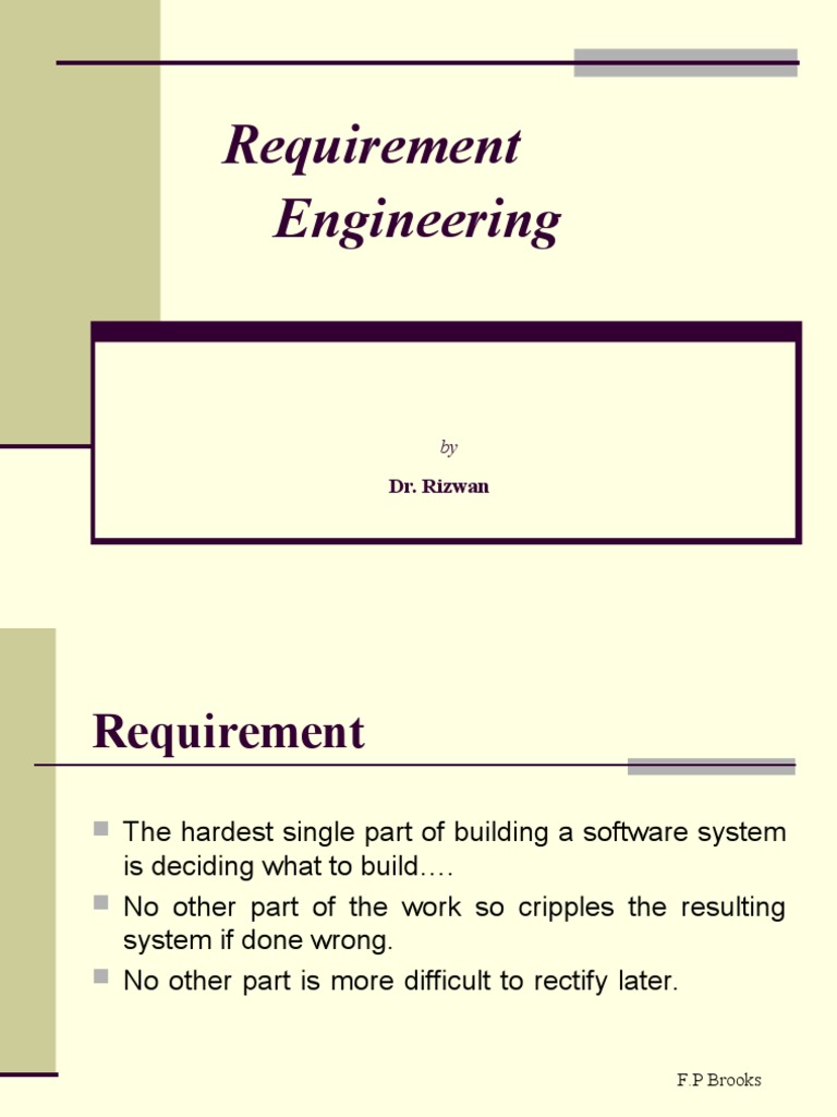 Requirement Engineering! Specification (Technical Standard