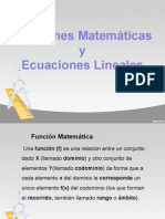 Funciones Matematicas y Ecuaciones Lineales