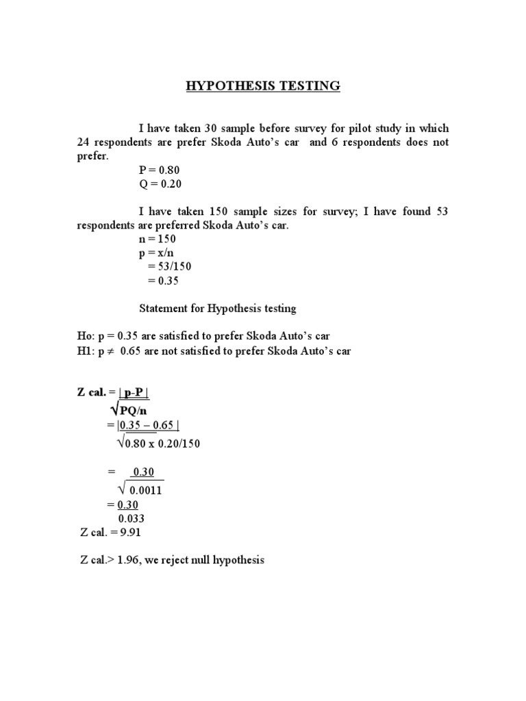 Skoda Auto Preference Hypothesis Testing | PDF