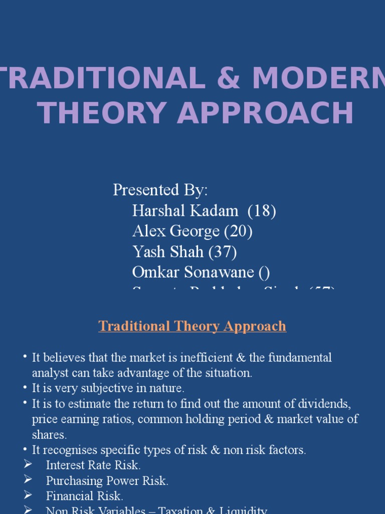 Traditional vs Modern Portfolio Theory | PDF | Diversification (Finance ...