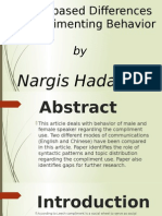 Gender-Based Differences in Complimenting Behavior: Nargis Hadayat