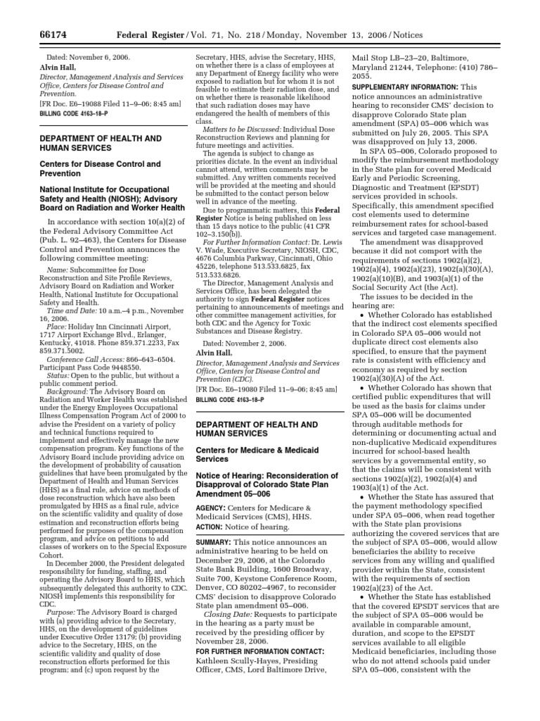 Notice Medicaid State plan amendments, reconsideration; hearings— Colorado Medicaid United