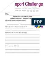 Nonfiction Book Report Form You Can Earn Up To 3 Points On The Chart